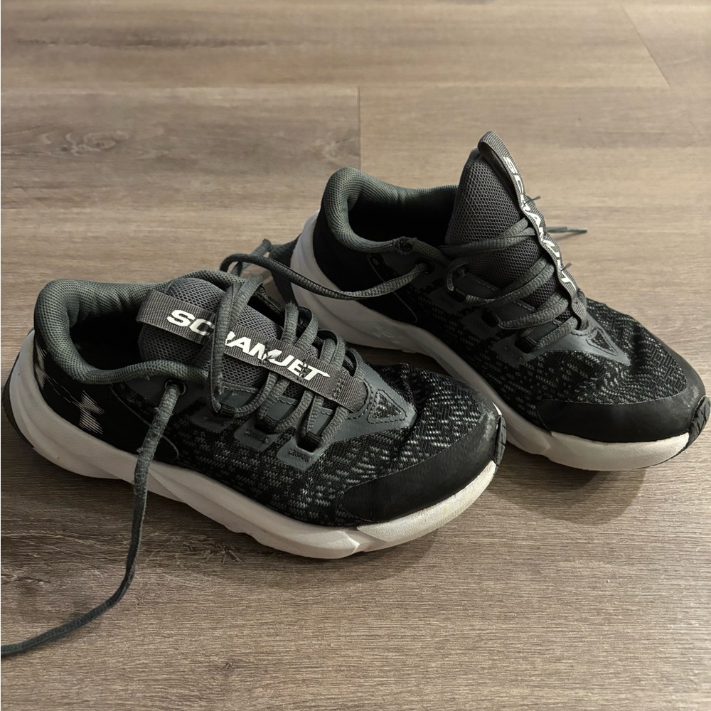 Under Armour Black and White Kids Lace-Up Sneakers